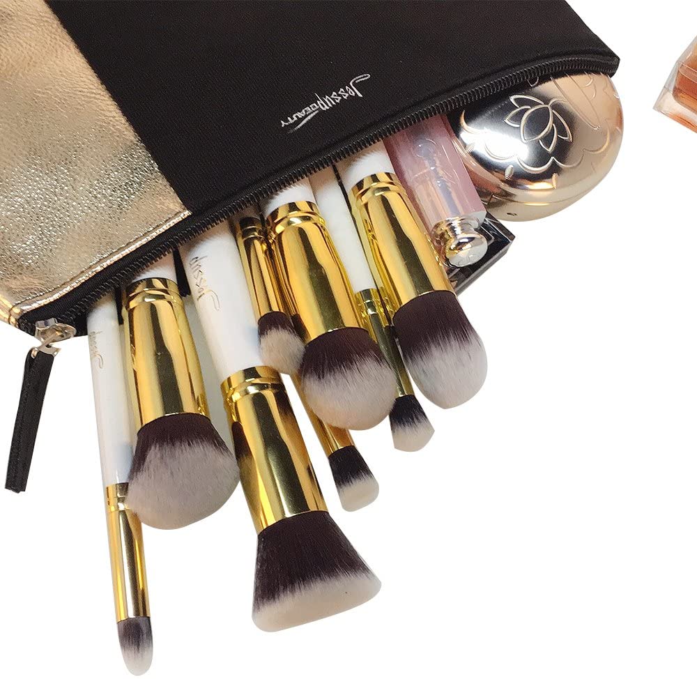 Jessup Professional Cosmetics Premium brushes set 8pcs White/Gold make up brushes with bag
