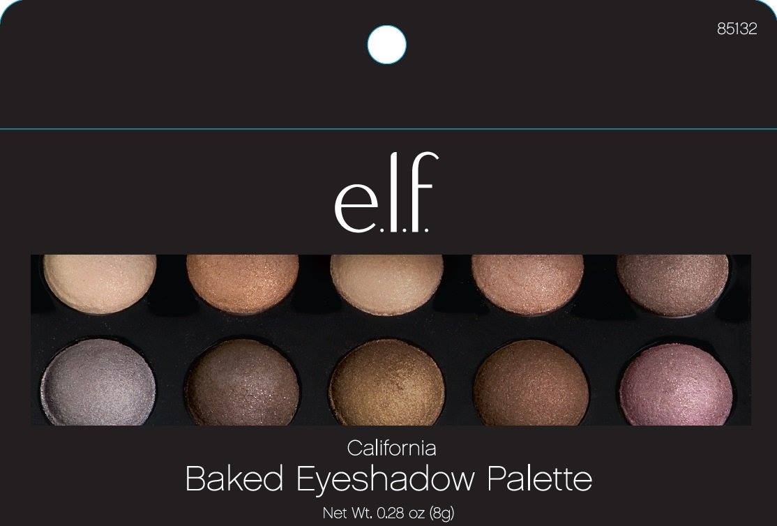 e.l.f. Cosmetics Baked Eyeshadow Palette Shimmer Eye Makeup, California, 10 Colors