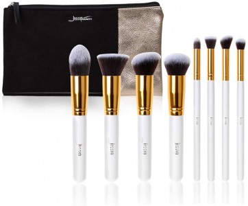 Jessup Professional Cosmetics Premium brushes set 8pcs White/Gold make up brushes with bag